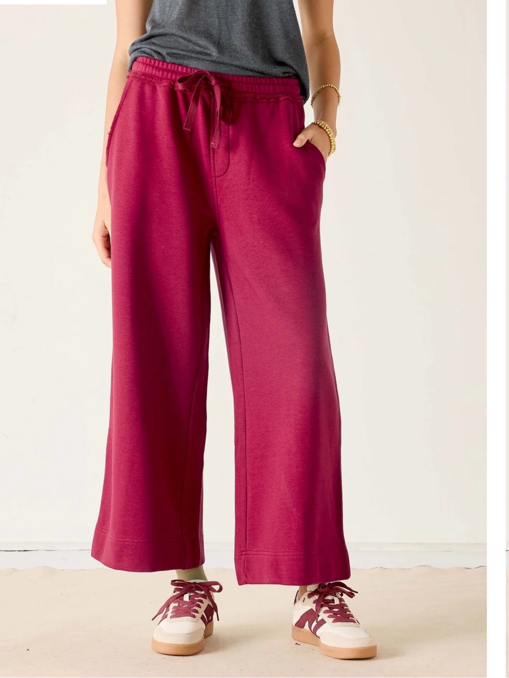 Mersea frenchie Wide Leg Terry Drawstring Sweatpants winterberry Sz Med